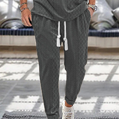 Herren Slim-Tapered Joggerhose im Struktur-Design mit Kordelzug und Eingrifftaschen – Sorevano
