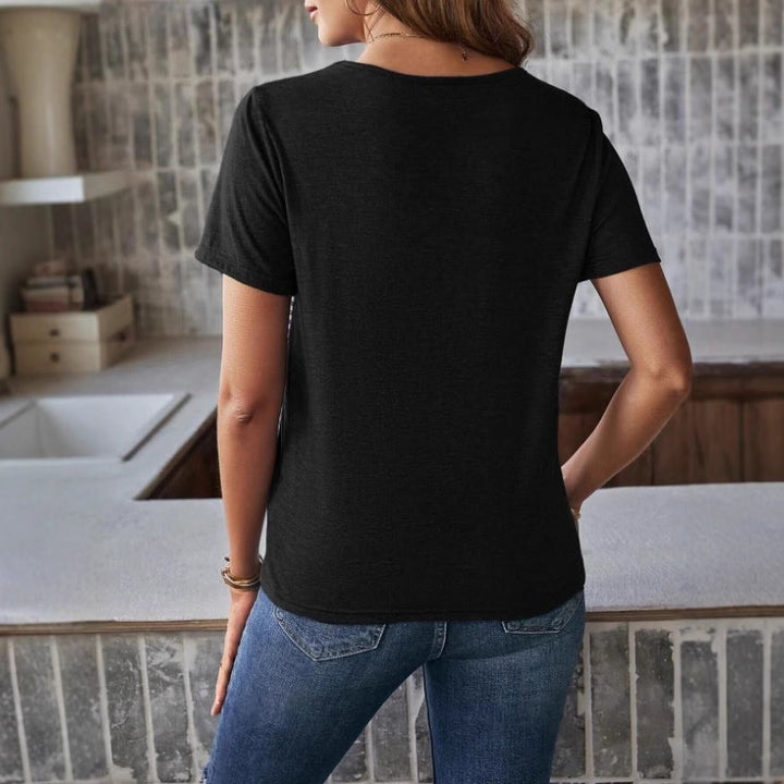 Damen Trendiges T-Shirt mit gestreiftem Design und Leder-Tasche Echo Archiv
