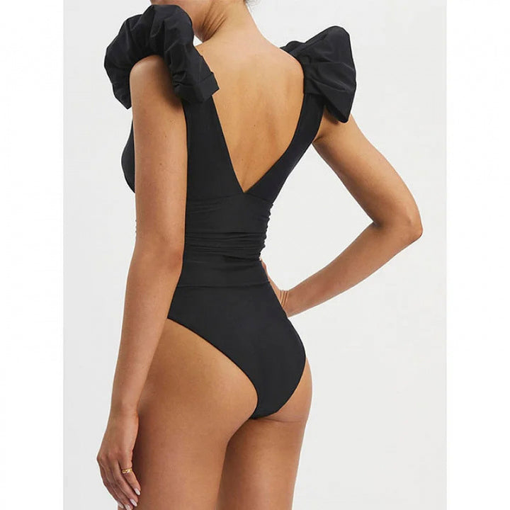Damen Badeanzug mit elegantem Wickeldetail und langem, ombrefarbigem Rock Echo Archiv