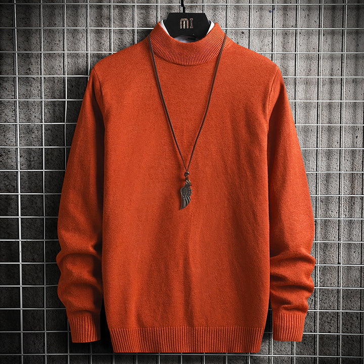 Herren nan Premium Stehkragenpullover aus feinem Baumwoll-Mix mit gerippten Bündchen und schmaler Silhouette Echo Archiv