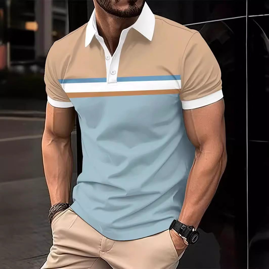 Herren Polohemd mit modernem gestreiften Design und hochwertigem Baumwollmaterial Echoarchiv