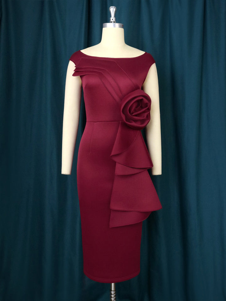 Damen figurbetontes Kleid mit schicker Rüschenapplikation Echo Archiv