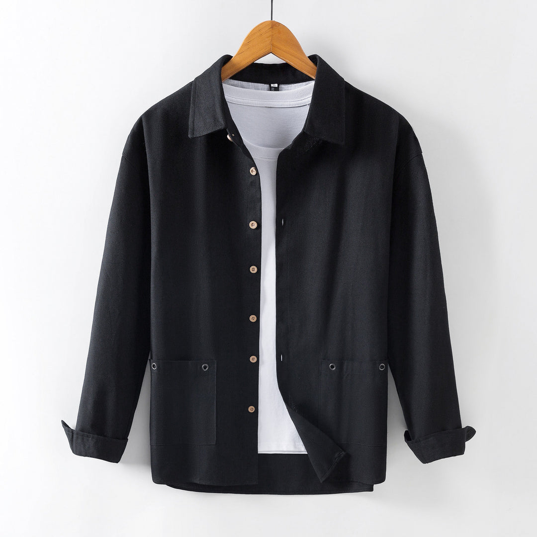 Herren Leichtes Overshirt‑Hemdjacke aus Leinenmix mit aufgesetzten Taschen Echo Archiv