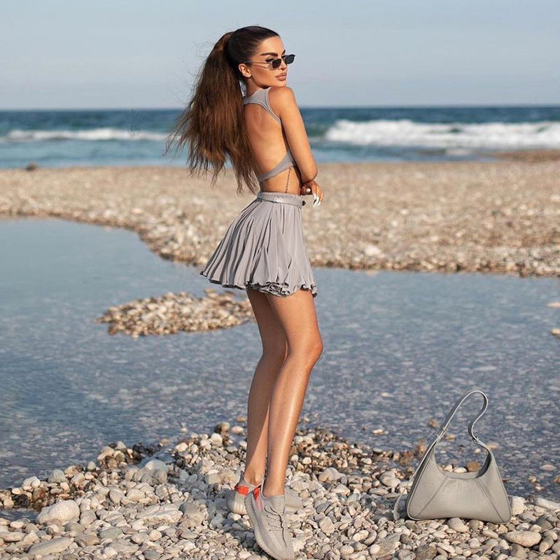 Damen Sportliches Crop-Top und Mini-Rock Set Echo Archiv