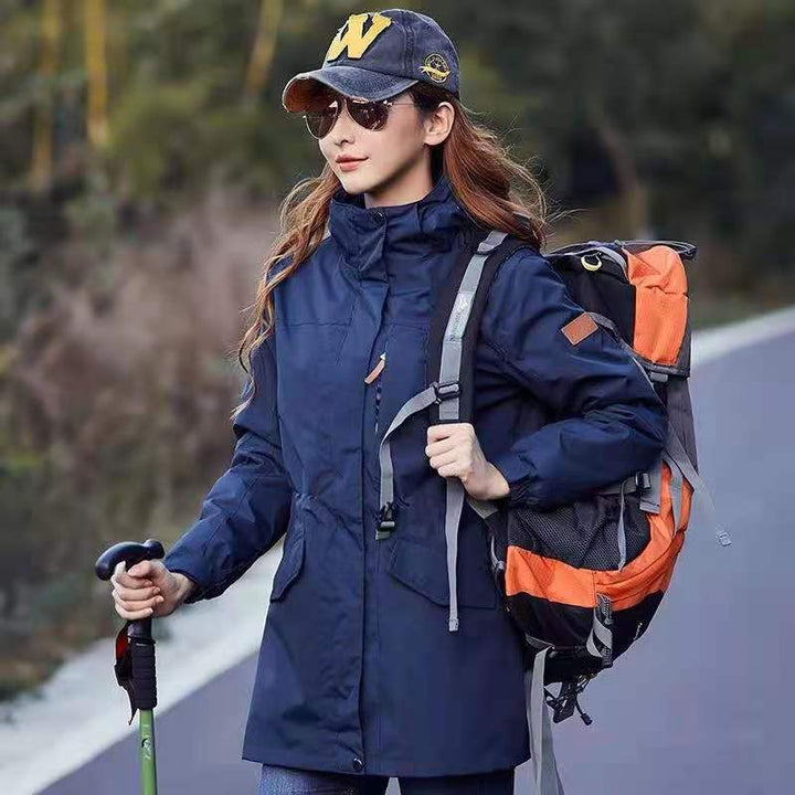 Damen leichter wasserabweisender Parka mit Kapuze und funktionalen Taschen Echoarchiv