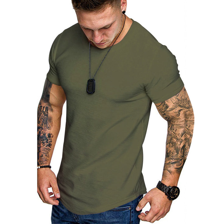 Herren nan figurbetontes Rundhalsshirt mit athletischem Schnitt elastischem Baumwoll-Elasthan-Mix und abgerundetem Saum Echo Archiv