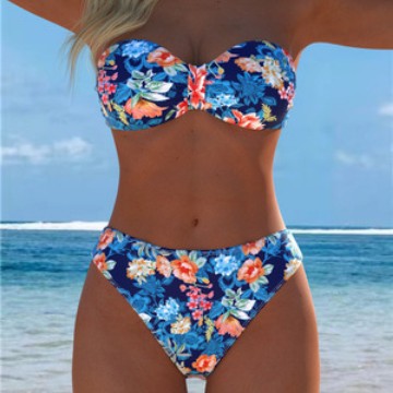 Damen Bikini-Set mit floralem Balconette-Oberteil und hochgeschnittenem Höschen Echo Archiv