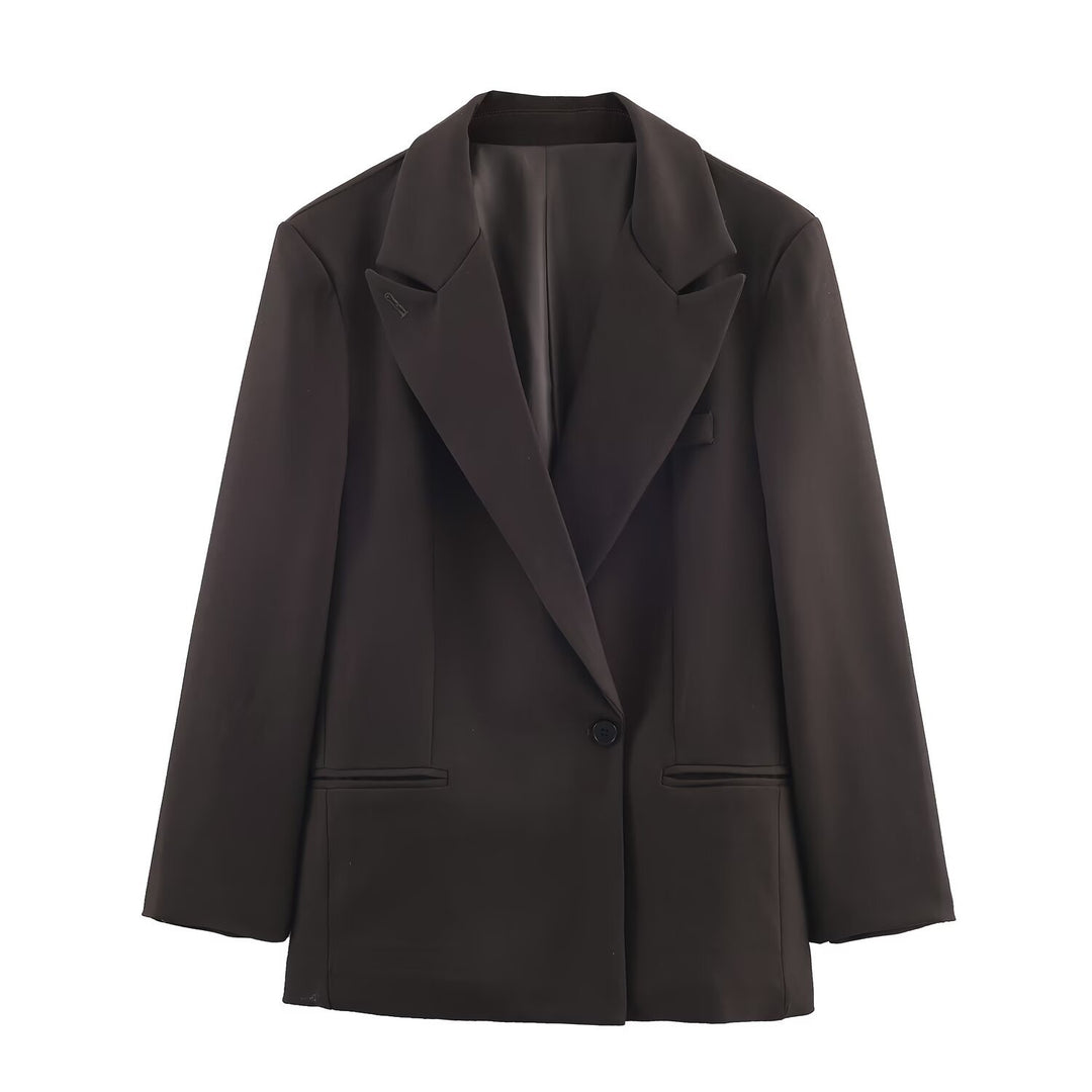 Damen Taillierter Longline-Blazer mit fallendem Revers und Ein-Knopf-Verschluss Echo Archiv