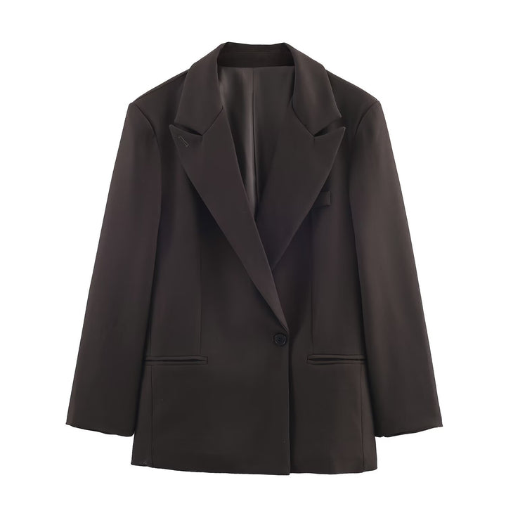 Damen Taillierter Longline-Blazer mit fallendem Revers und Ein-Knopf-Verschluss Echo Archiv