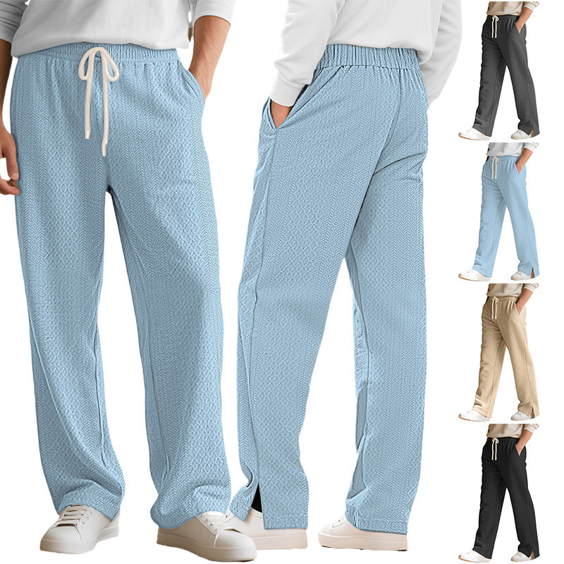Damen nan komfortable strukturierte Loungehose mit elastischem Kordelbund und geradem Bein Echo Archiv
