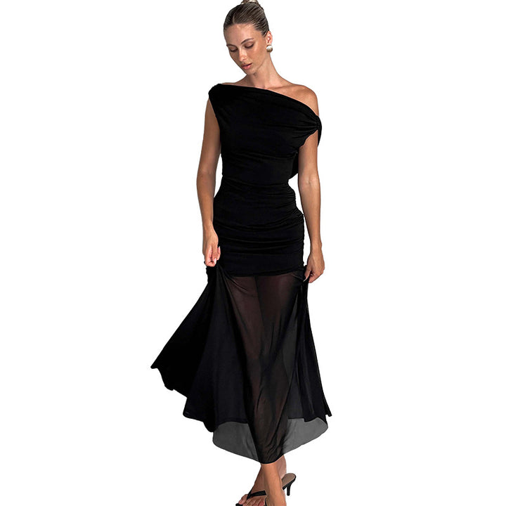 Damen Elegantes schulterfreies Maxikleid mit raffiniertem Rüschendesign Echo Archiv