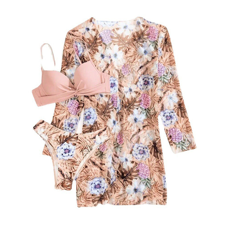 Damen Zweiteiliges Bikini-Set mit floralem Wickelüberwurf Echo Archiv
