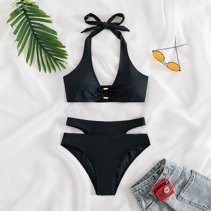 Damen Hochtaillierter Bikini mit Cut-Out-Details und elegantem Ring Echo Archiv