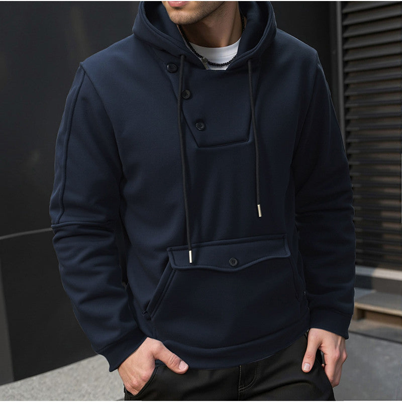 Herren Kapuzenpullover mit Knopfverschluss und praktischen Taschen Echoarchiv