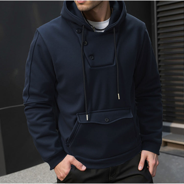Herren Kapuzenpullover mit Knopfverschluss und praktischen Taschen Echoarchiv