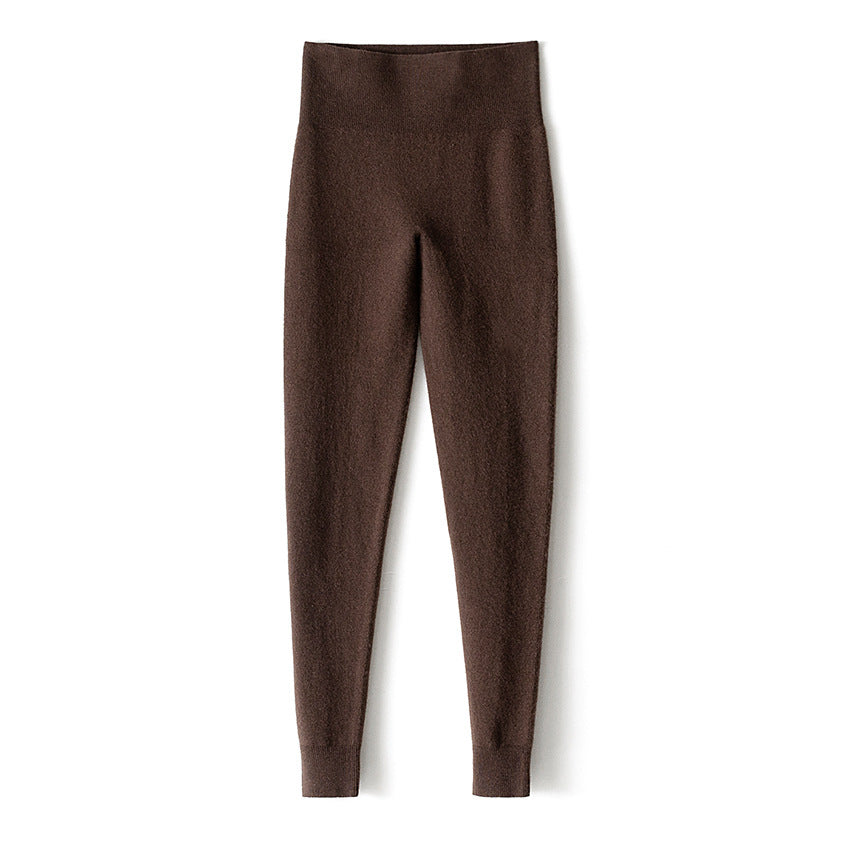 Damen Thermo-Feinstrick-Leggings mit hoher Taille und geripptem Knöchelabschluss Echoarchiv