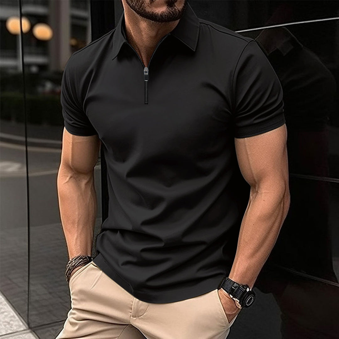 Herren Kurzarm Poloshirt mit Reißverschluss und modernem Design Echoarchiv