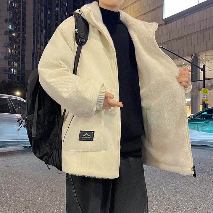 Herren Oversize Kapuzenjacke mit Teddyfutter, Zwei-Wege-Reißverschluss und Utility-Taschen Echo Archiv