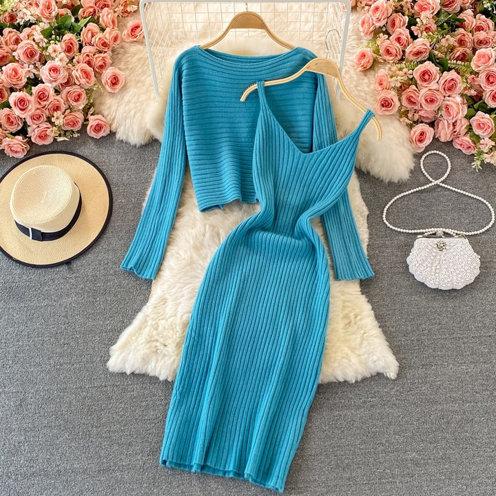 Damen Modisches Strickkleid- und Oberteil-Set Echo Archiv