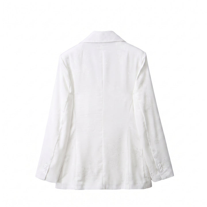 Damen Doppelreihiger Blazer mit floralem Jacquard und Schalkragen Echo Archiv
