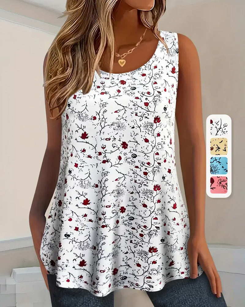 Damen nan locker fallendes Trägertop im Swing-Schnitt mit feinem Blumenmotiv Echo Archiv