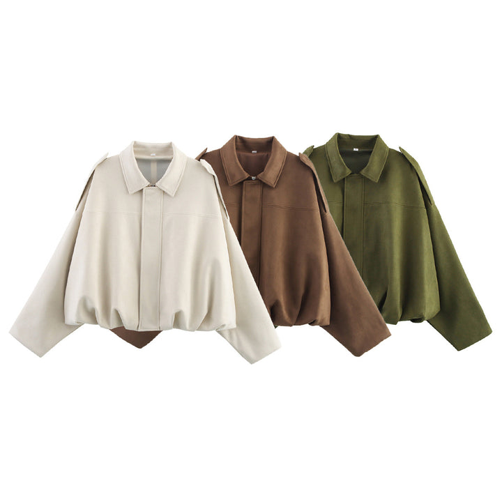 Damen Kurzjacke im Oversize-Cape‑Stil mit Ballonbund und Schulterklappen Echo Archiv