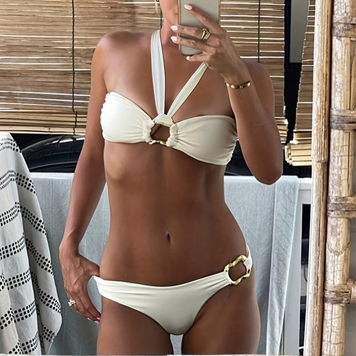 Damen Bandeau-Bikini-Set mit elegantem Ringdetail und verstellbaren Trägern Echo Archiv