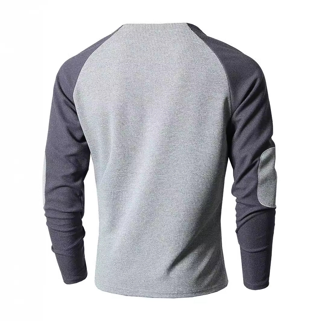 Herren Langarmshirt mit modischem Henley-Ausschnitt und strukturierten Ärmeln Echoarchiv