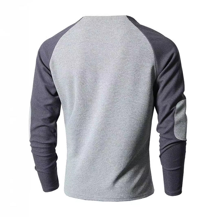 Herren Langarmshirt mit modischem Henley-Ausschnitt und strukturierten Ärmeln Echoarchiv