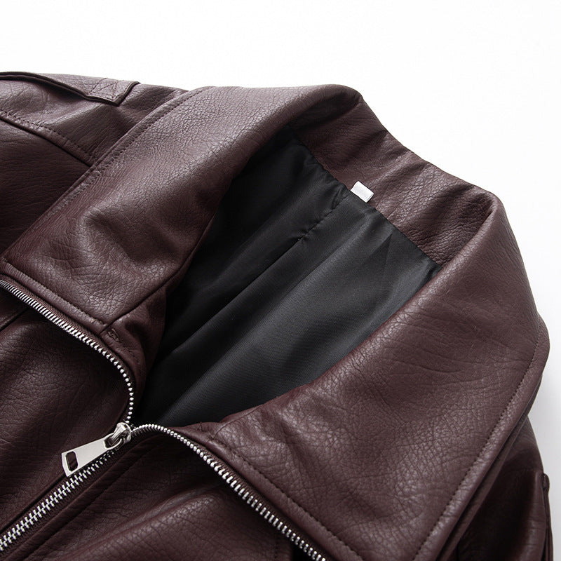 Damen oversized Biker-Blouson aus veganer Lederoptik mit asymmetrischem Reißverschluss, breitem Schalkragen und taillenbetonendem Gürtel – Célinea