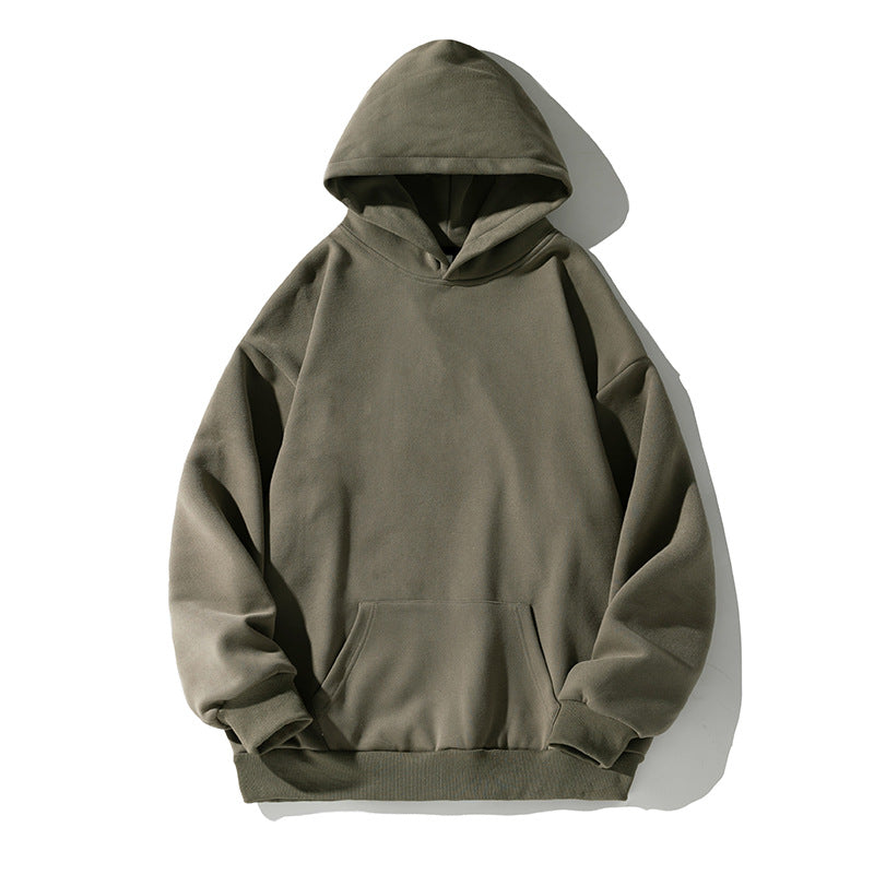 Unisex Kastenförmiger Kapuzenpullover mit minimalistischer Nahtführung, Kängurutasche und verlängertem Rückenteil Echo Archiv