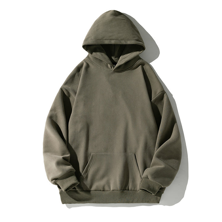 Unisex Kastenförmiger Kapuzenpullover mit minimalistischer Nahtführung, Kängurutasche und verlängertem Rückenteil Echo Archiv