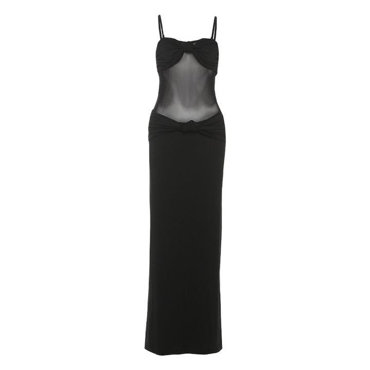 Damen Elegantes Maxikleid mit raffinierten Knotendetails und durchscheinendem Obermaterial Echo Archiv