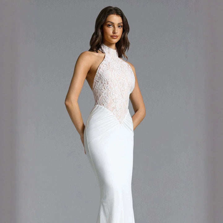 Damen Elegantes Bodenkonturen-Abendkleid mit Spitzenoberteil Echo Archiv