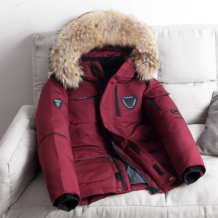 Herren Winterparka mit abnehmbarer Kunstfellkapuze, Thermoisolierung und Utility‑Taschen Echo Archiv