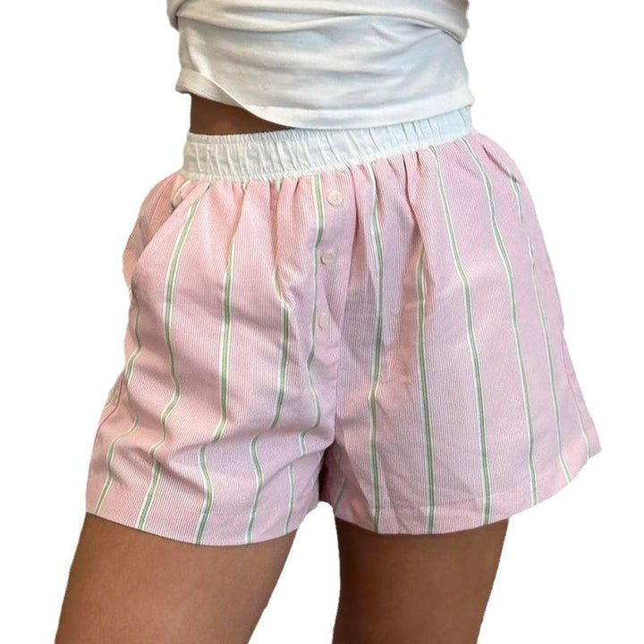 Damen lässige Kurzschlafhose mit elastischem Bund und Bindegürtel Echo Archiv