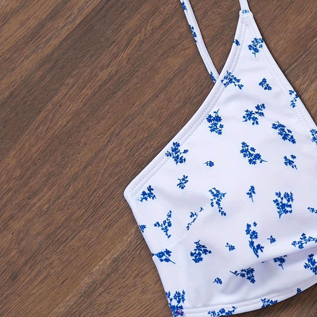 Damen Triangel-Bikini mit blumigem Muster und anpassbarem Bindesystem Echo Archiv
