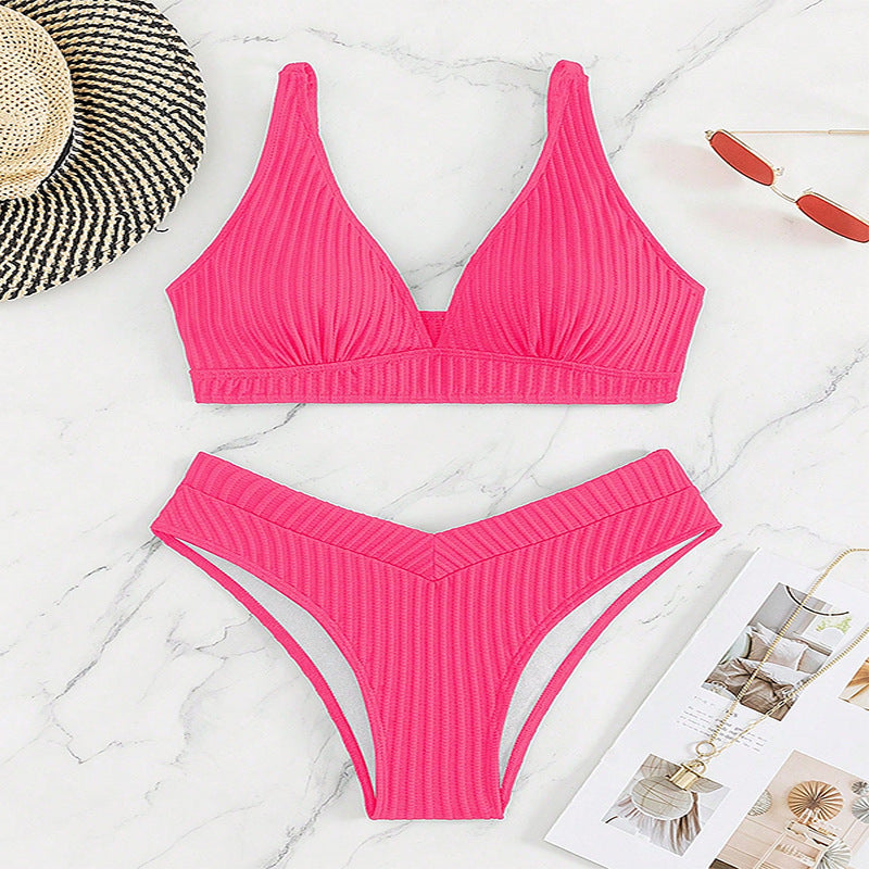 Damen Bikiniset mit hohem Bund und raffiniertem Rippdesign Echo Archiv