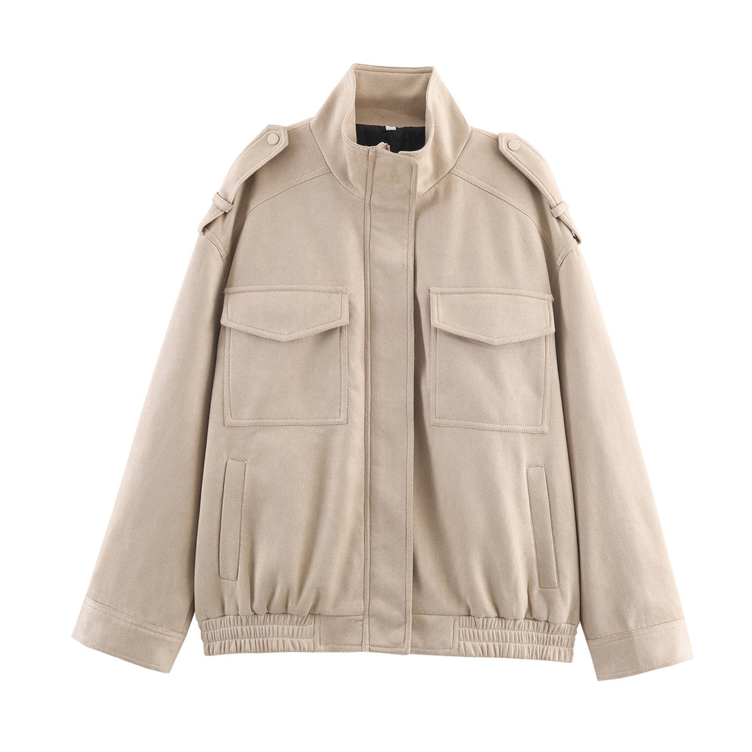 Herren Fieldjacke im utilitaristischen Stil mit Stehkragen, Schulterklappen und aufgesetzten Pattentaschen Echo Archiv