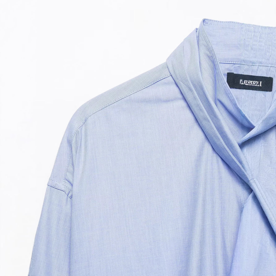 Damen Bluse mit Schleifenkragen und oversized Boxy‑Schnitt Echoarchiv