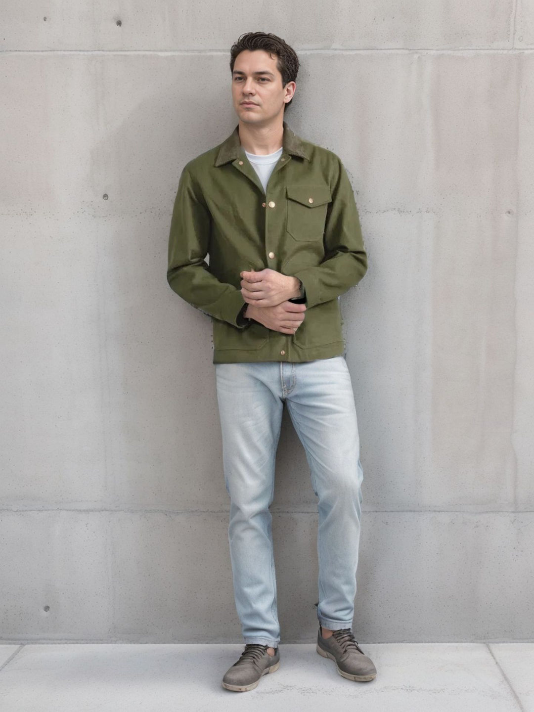 Herren Suedejacke mit modischem Design und praktischen Taschen Echoarchiv
