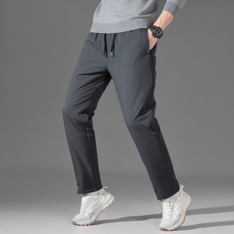 Herren leichte Reise Jogginghose mit elastischem Bund, Kordelzug, versteckten Reißverschlusstaschen und geradem Bein – Sorevano
