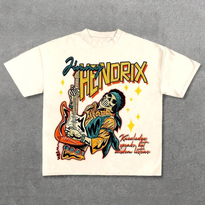 Damen Grafik T-Shirt mit einzigartigem Skelettdesign und kreativem Schriftzug Echo Archiv