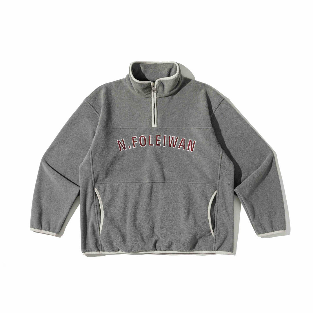 Unisex Fleece-Pullover mit halbhohem Reißverschluss, Kängurutasche und Collegestyle-Stick Echoarchiv
