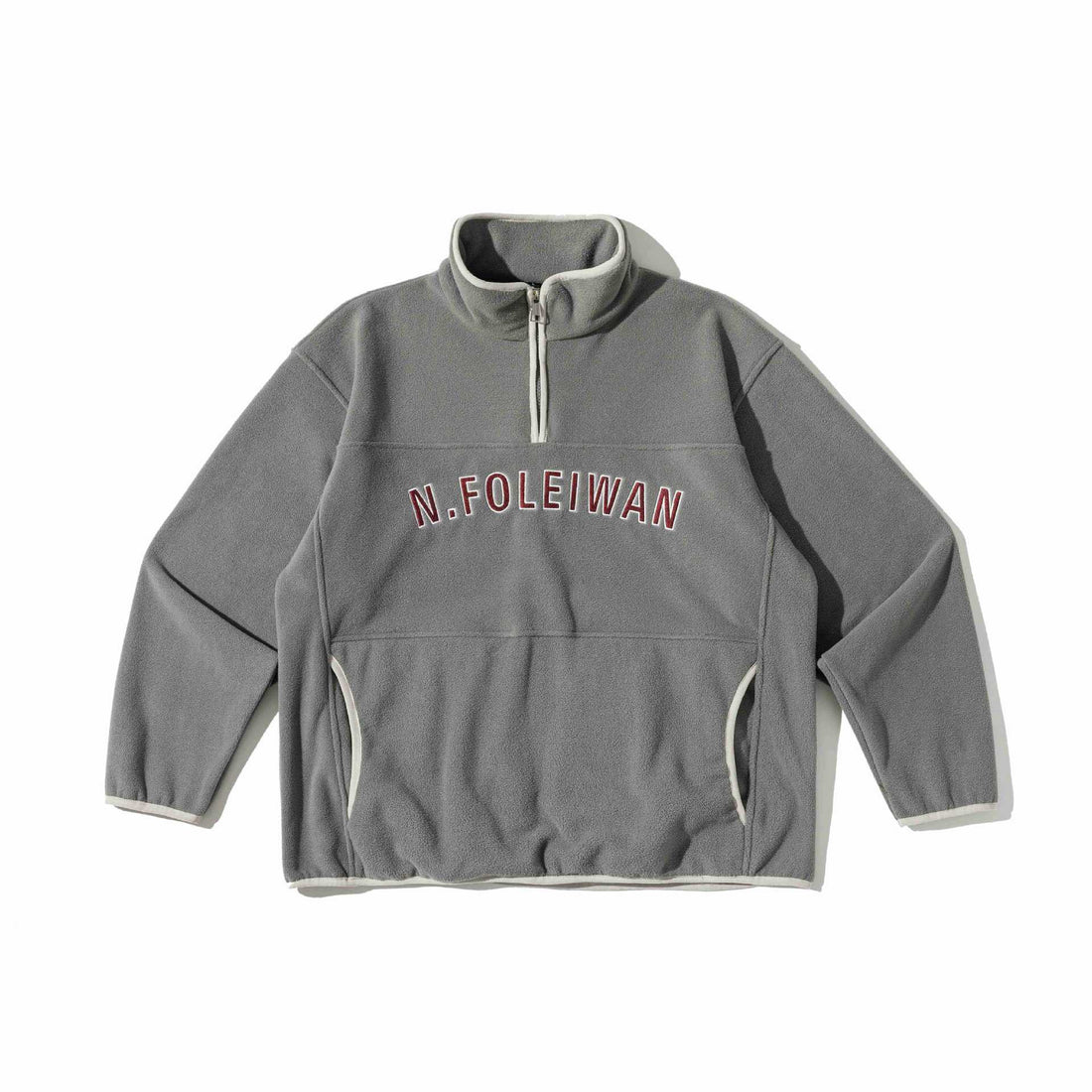 Unisex Fleece-Pullover mit halbhohem Reißverschluss, Kängurutasche und Collegestyle-Stick Echoarchiv