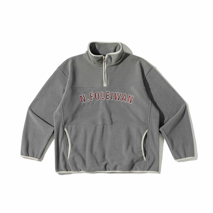 Unisex Fleece-Pullover mit halbhohem Reißverschluss, Kängurutasche und Collegestyle-Stick Echoarchiv