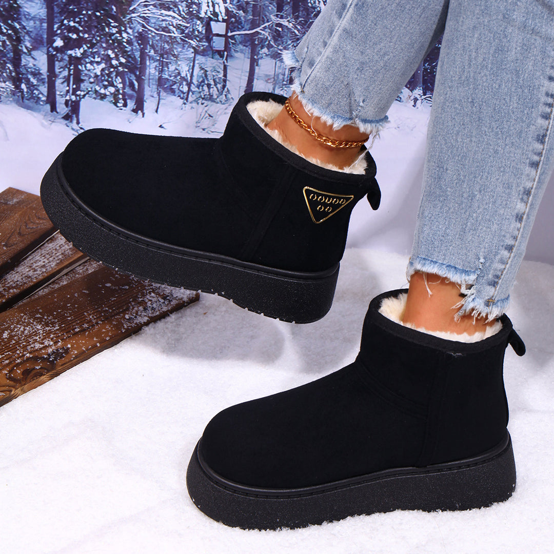Damen Gefütterte Plateau‑Stiefeletten aus Wildlederoptik mit Teddyfutter Echo Archiv