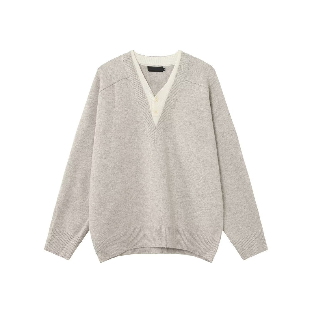 Herren Eleganter V-Ausschnitt Grobstrickpullover Echoarchiv