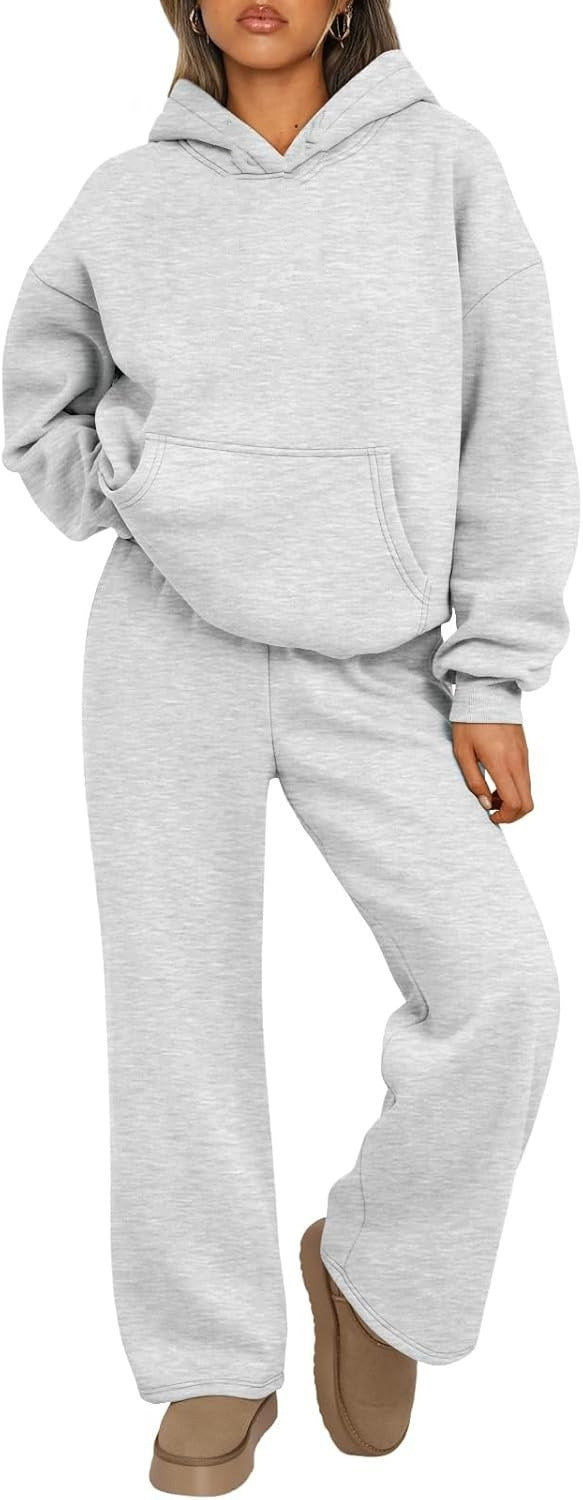 Damen nan Cozy-Loungewear-Set mit oversized Kapuzenpullover, Kängurutasche und weiten Palazzo-Jogginghose Echo Archiv