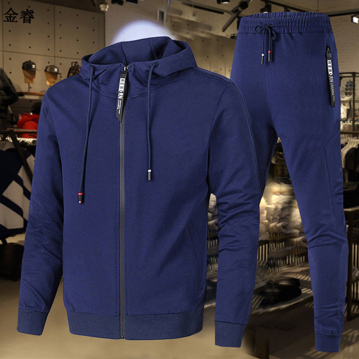 Herren zweiteiliges Trainingsset mit durchgehendem Reißverschluss Hoodie, Kordelzug und schmal zulaufender Jogginghose – Marzano